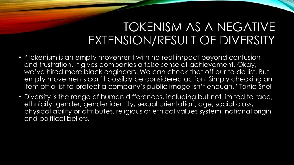 tokenism as a negative extension result