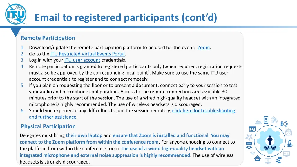 email to registered participants cont d