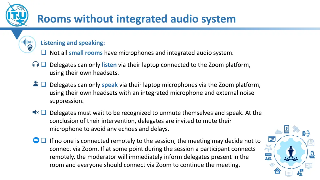 rooms without integrated audio system