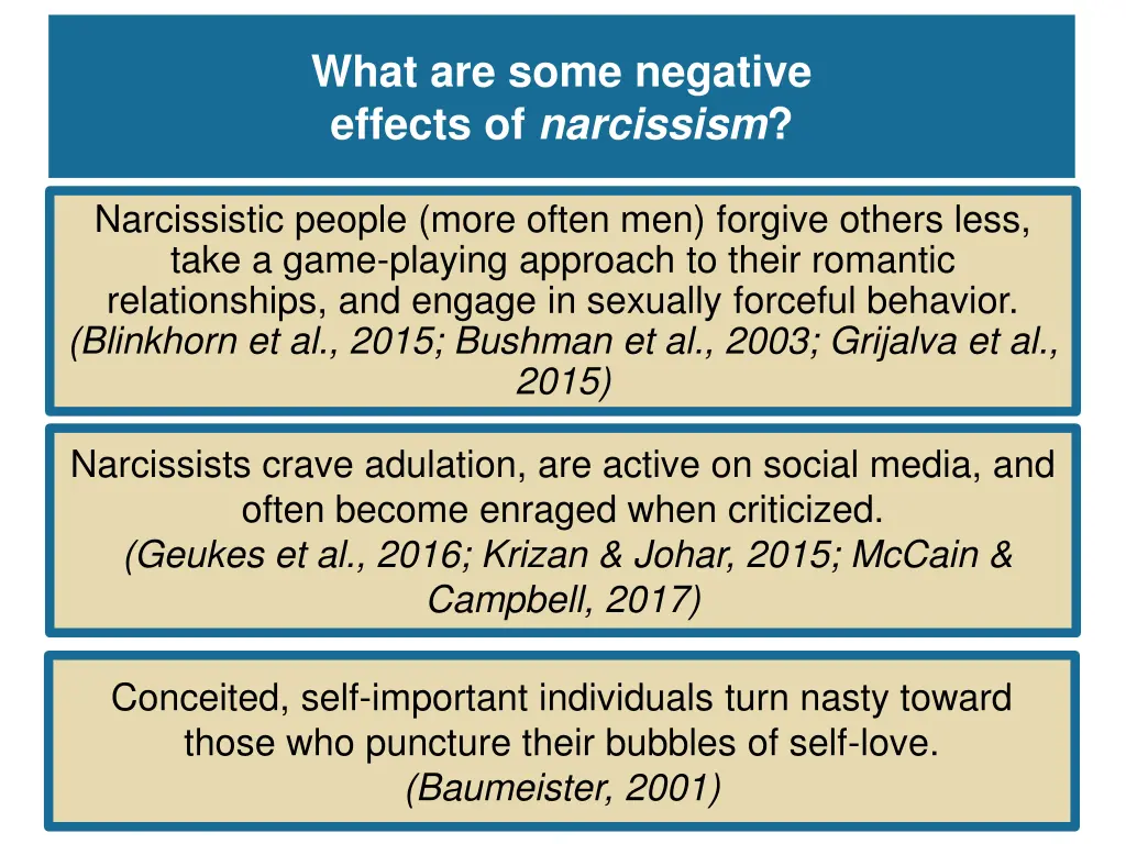 what are some negative effects of narcissism