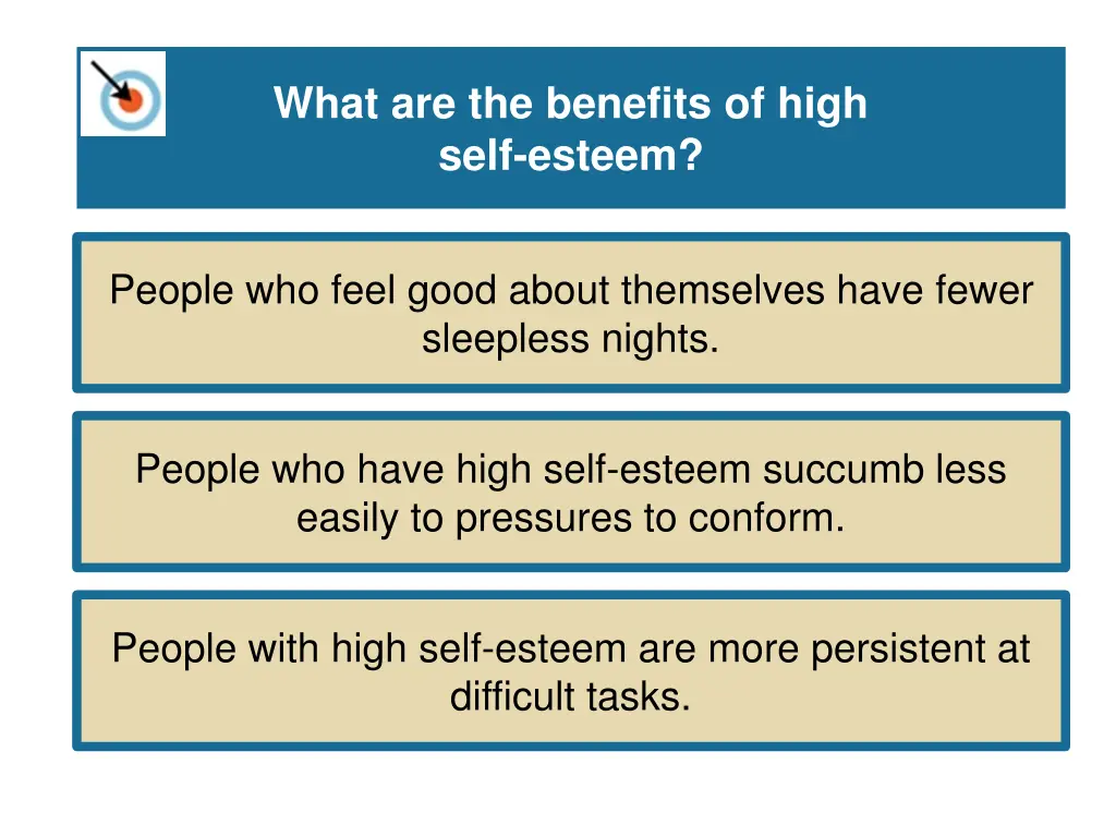 what are the benefits of high self esteem