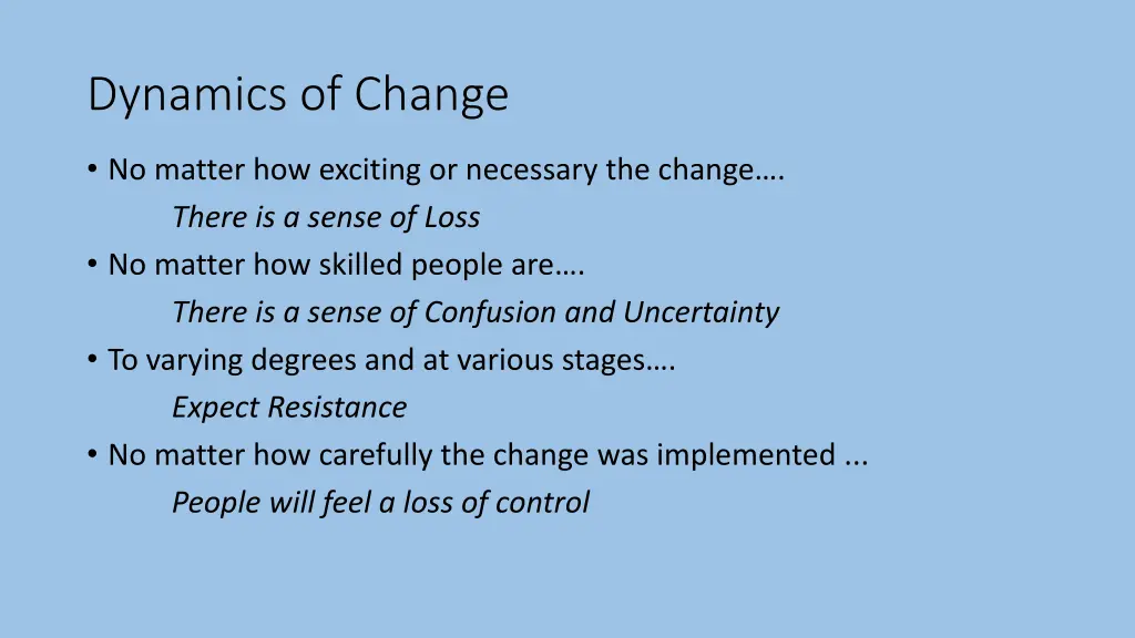 dynamics of change