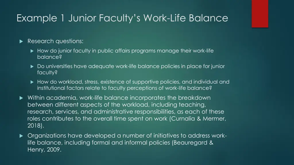 example 1 junior faculty s work life balance