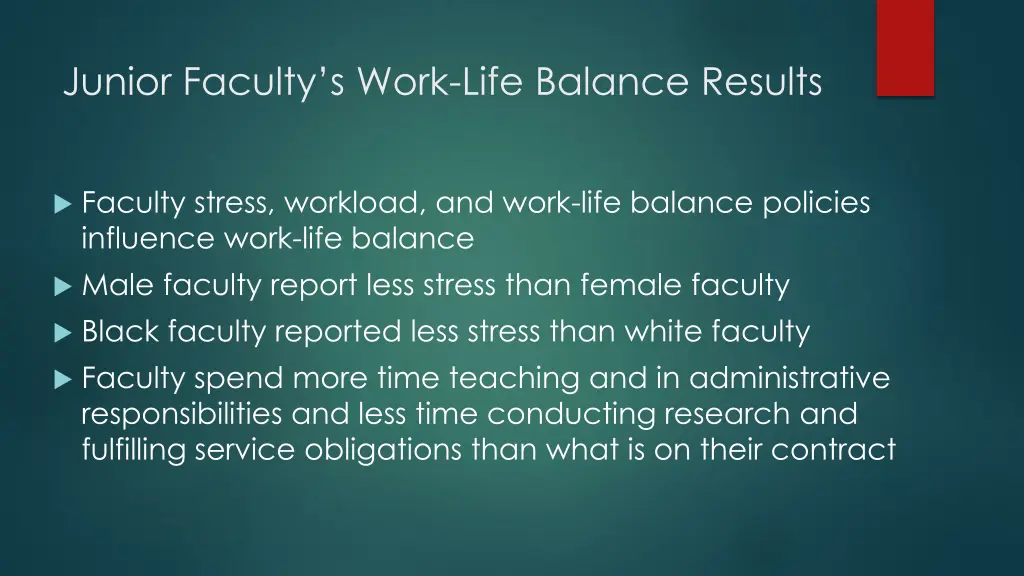 junior faculty s work life balance results