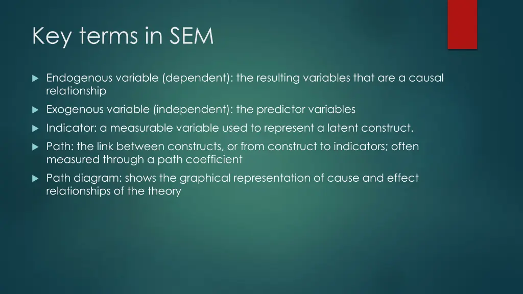 key terms in sem