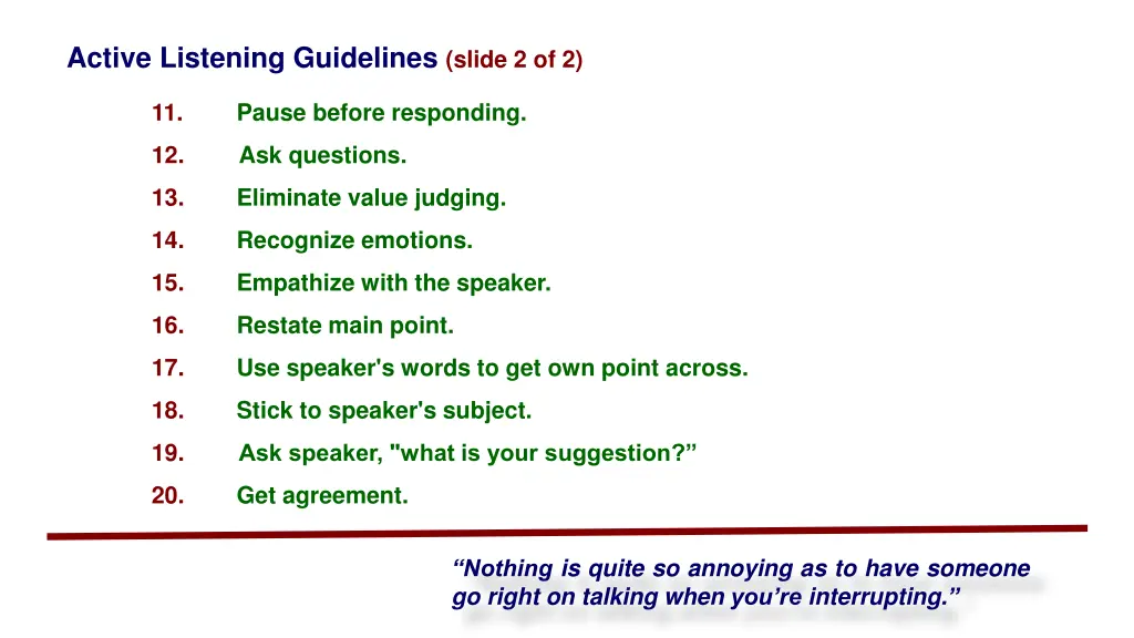 active listening guidelines slide 2 of 2