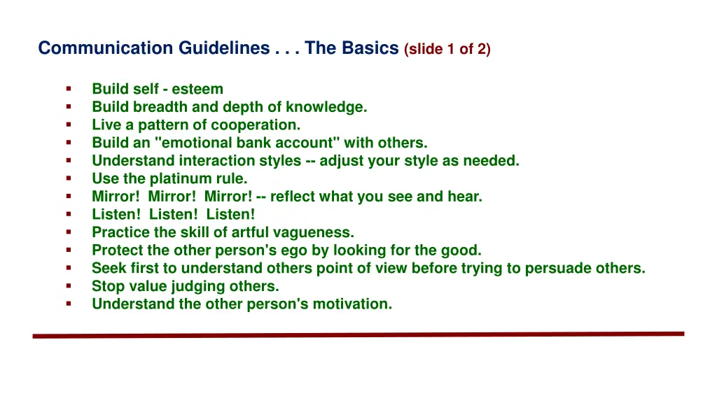 communication guidelines the basics slide 1 of 2