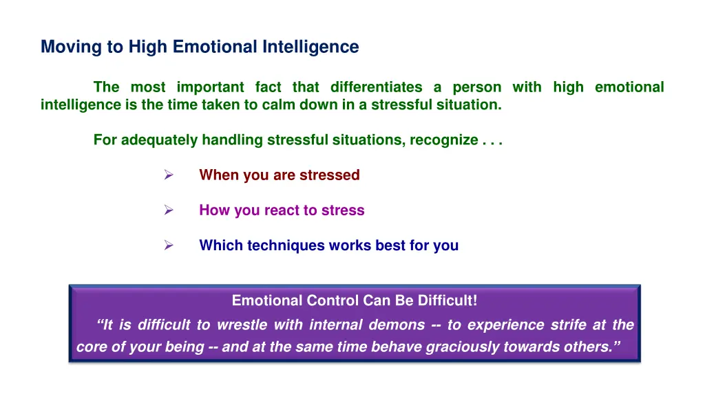 moving to high emotional intelligence