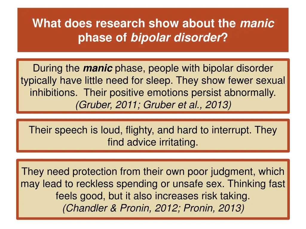 what does research show about the manic phase