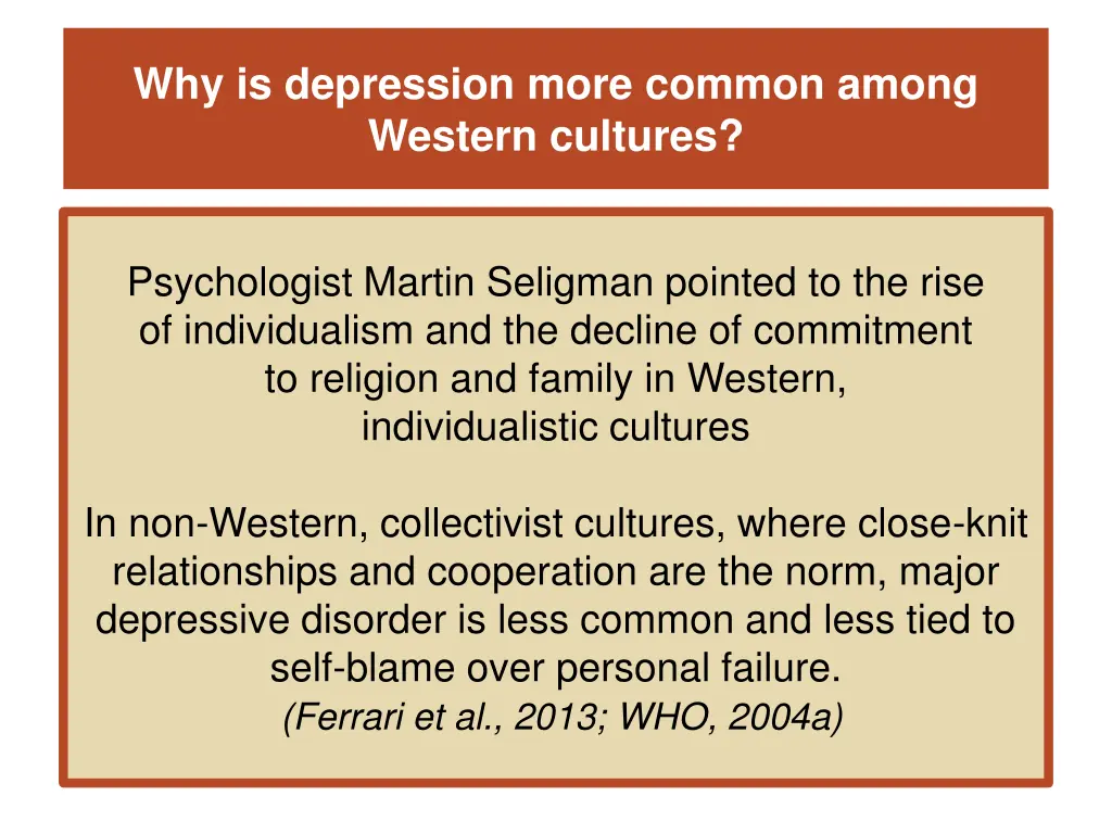 why is depression more common among western