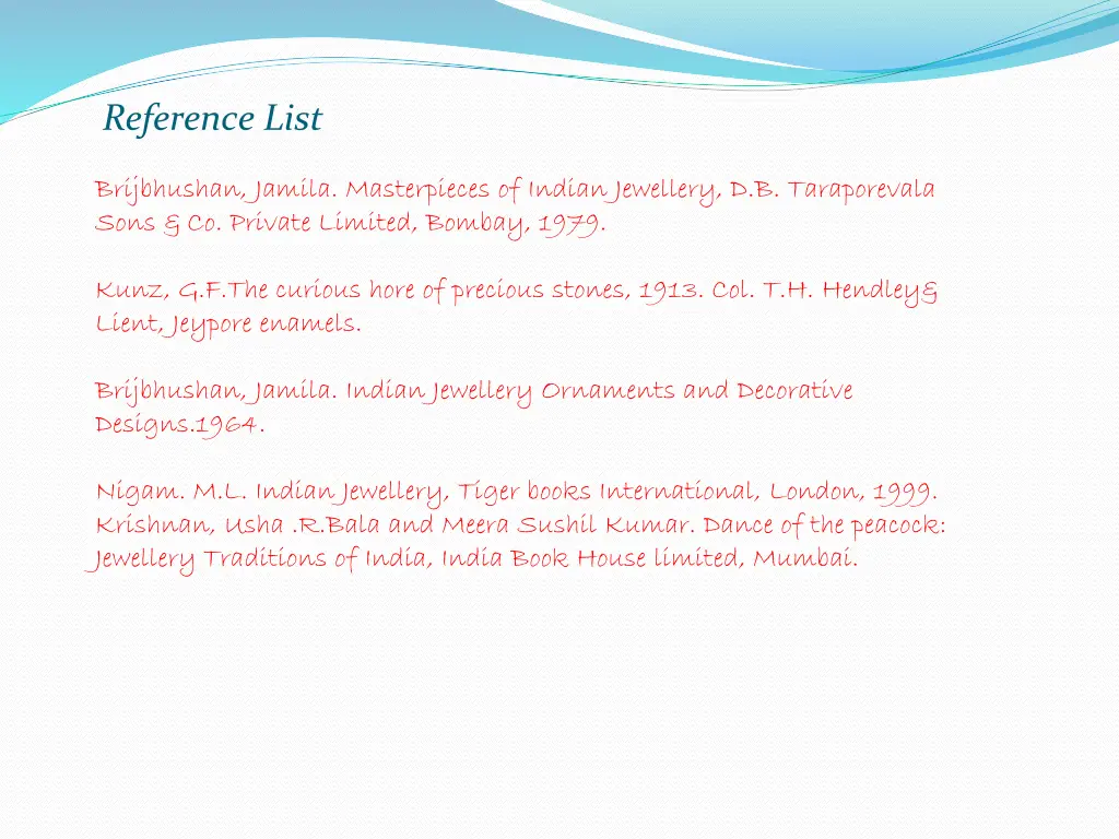 reference list