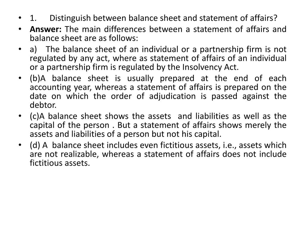 1 answer the main differences between a statement