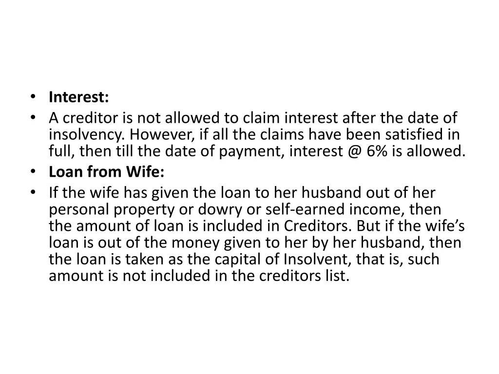 interest a creditor is not allowed to claim