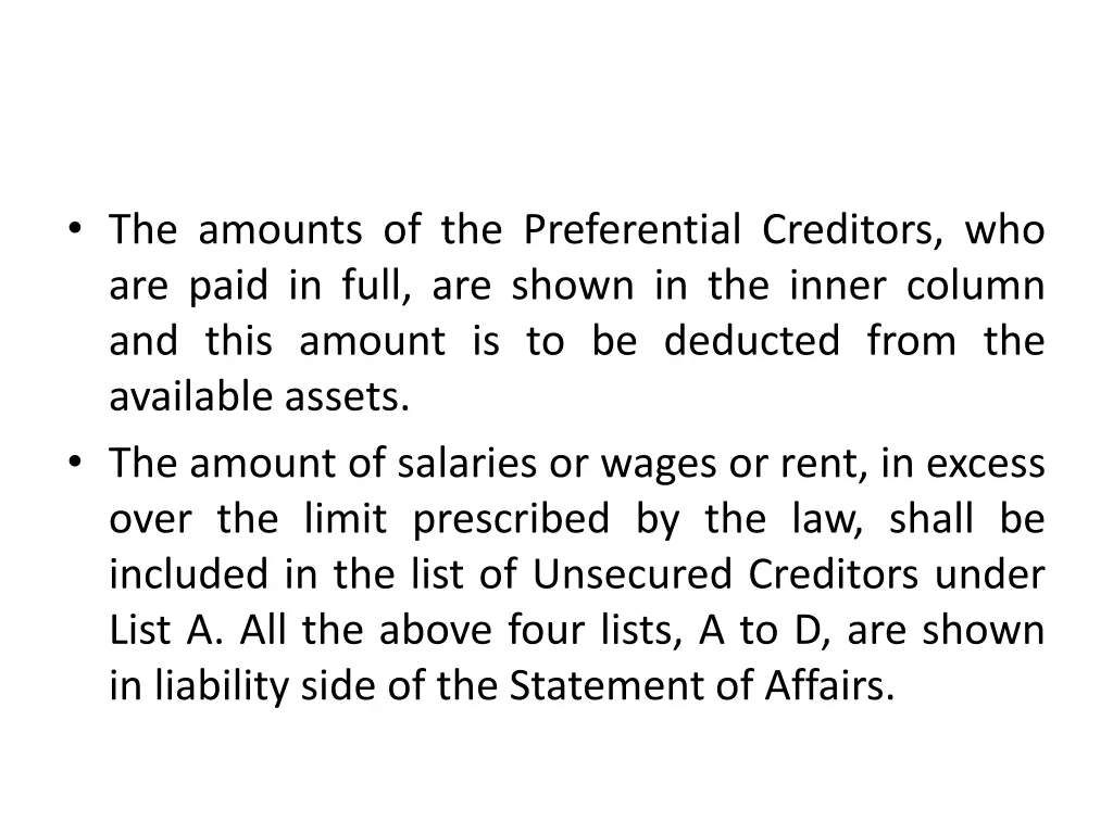 the amounts of the preferential creditors