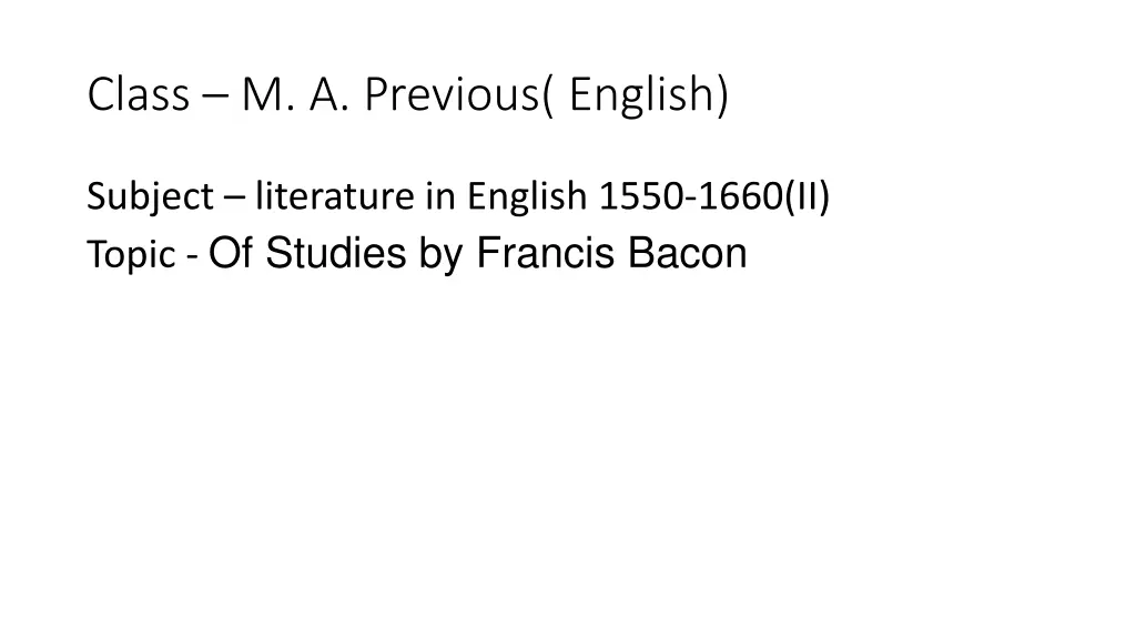 class m a previous english