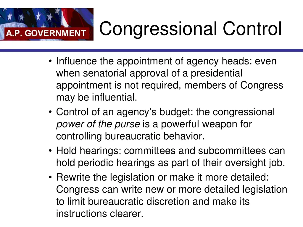 congressional control