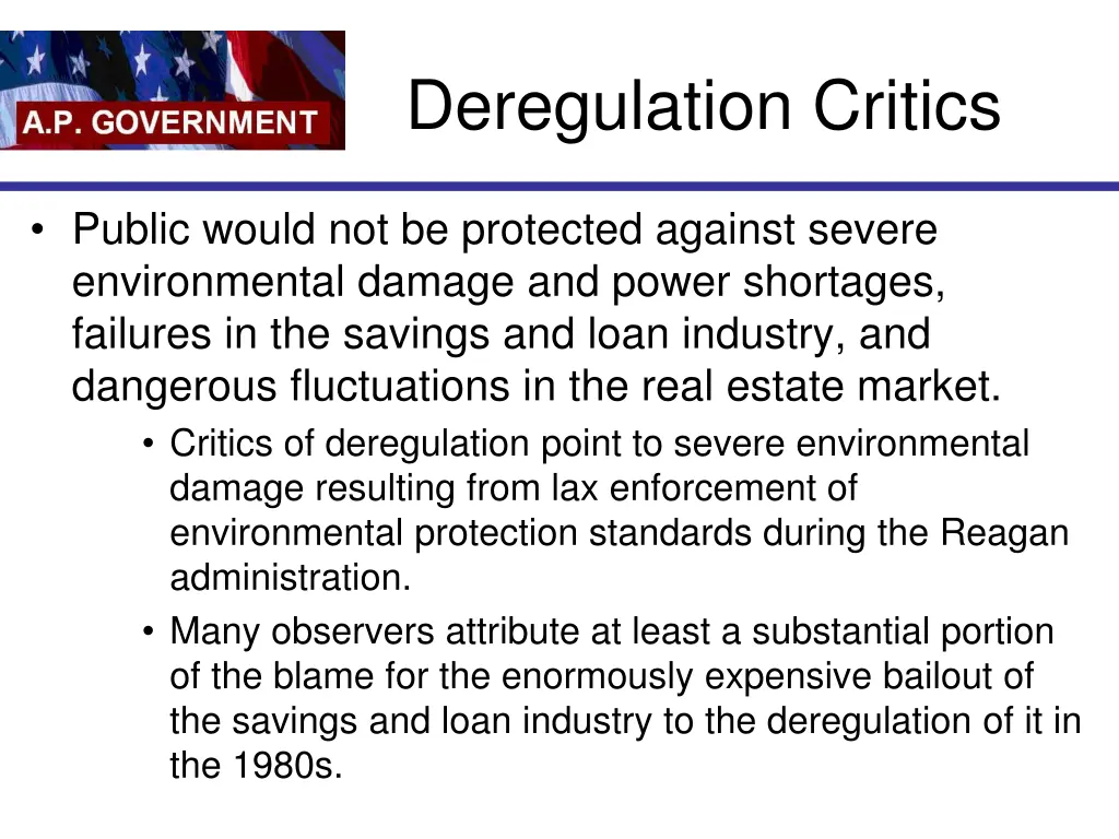 deregulation critics