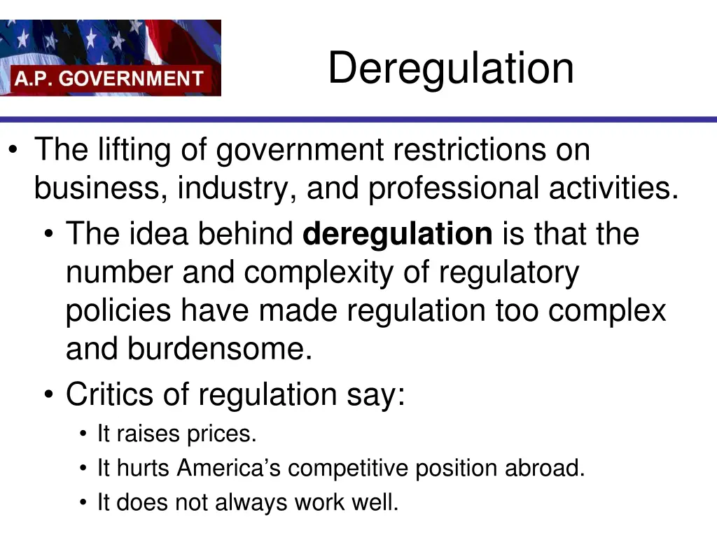 deregulation