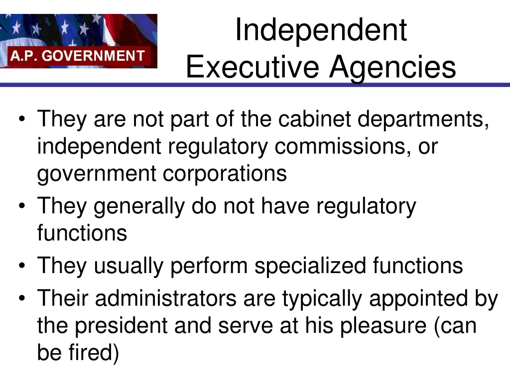 independent executive agencies