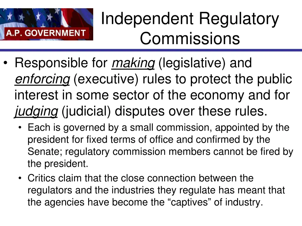 independent regulatory commissions