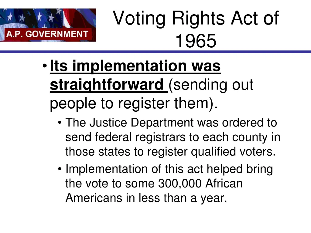 voting rights act of 1965 its implementation