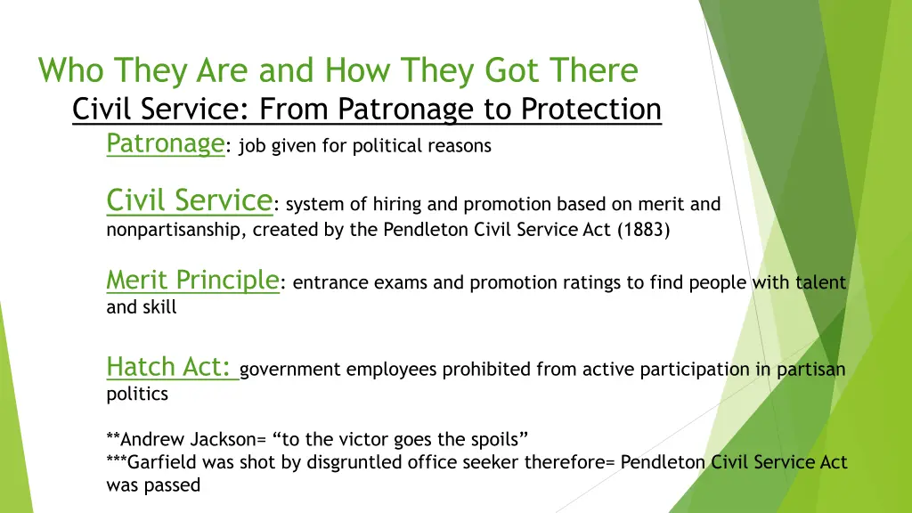 who they are and how they got there civil service