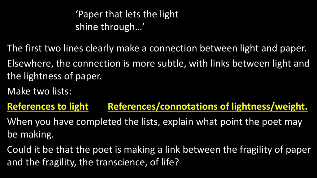 paper that lets the light shine through