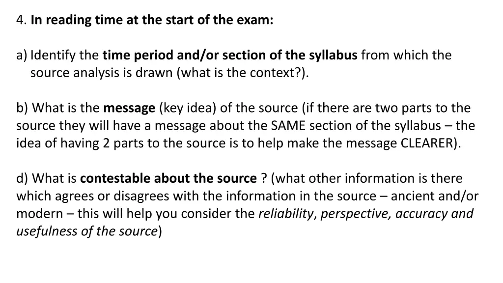 4 in reading time at the start of the exam