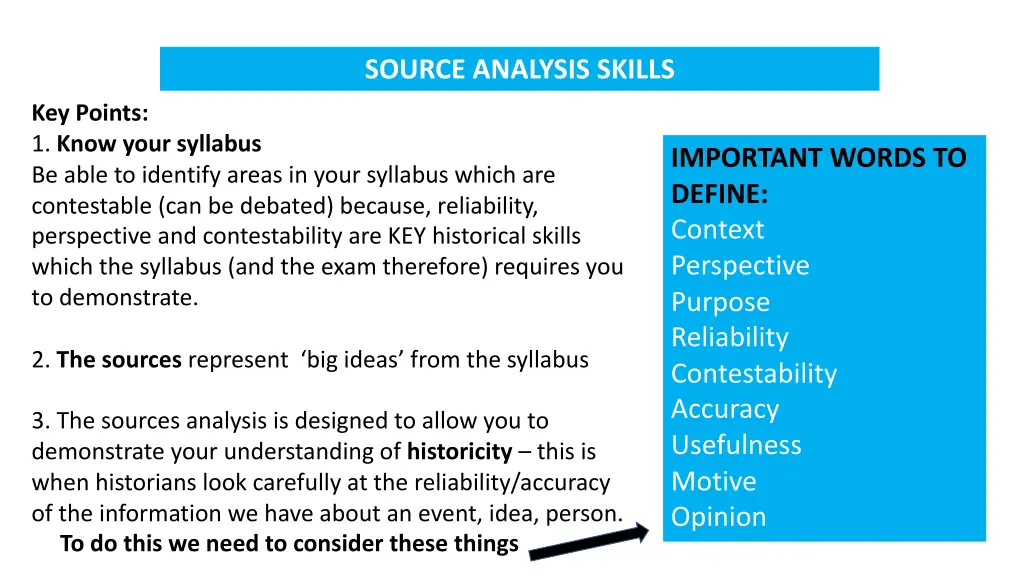 source analysis skills