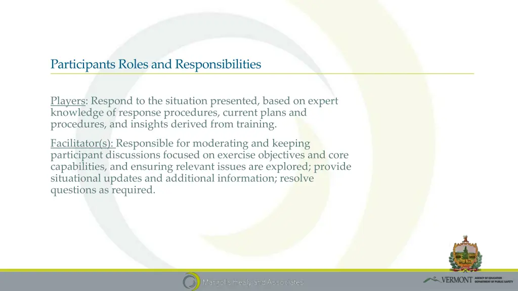 participants roles and responsibilities