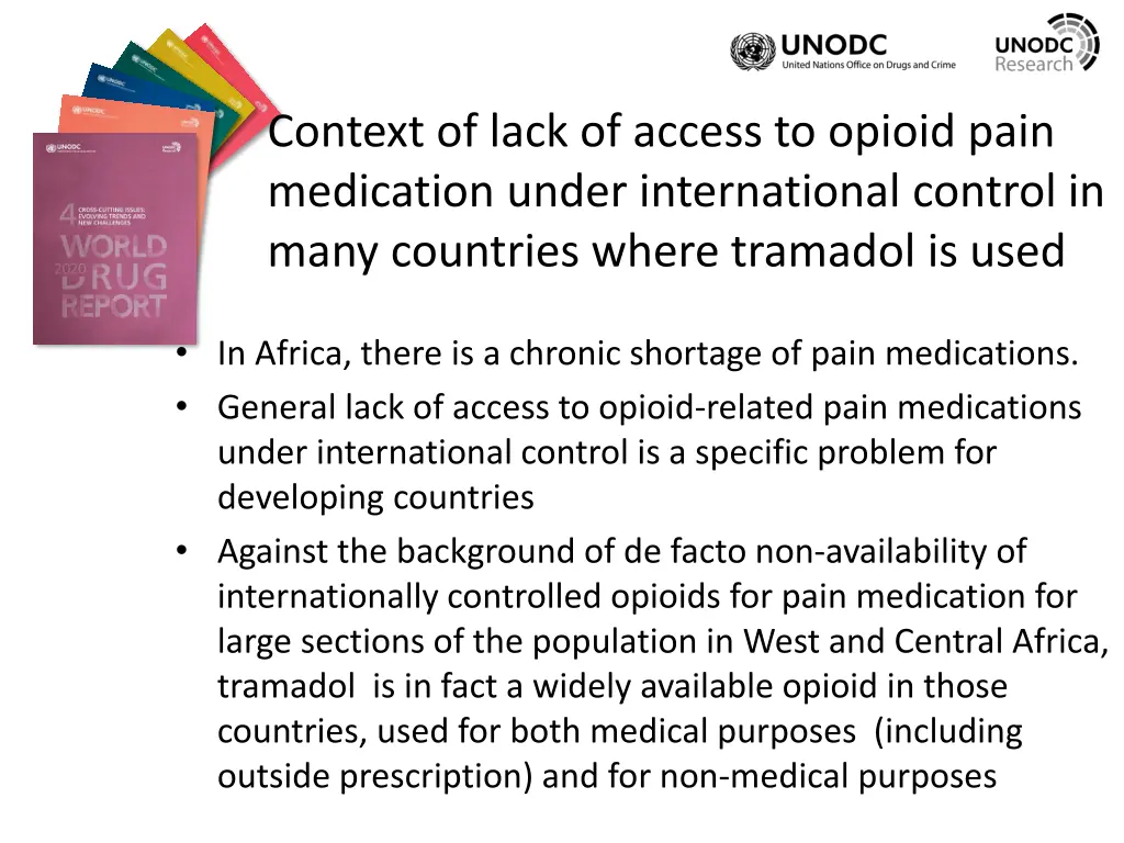 context of lack of access to opioid pain