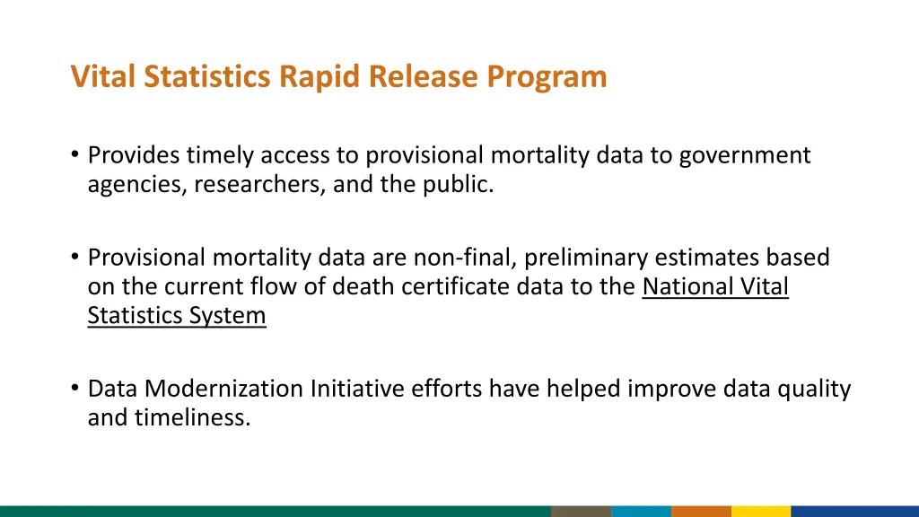 vital statistics rapid release program