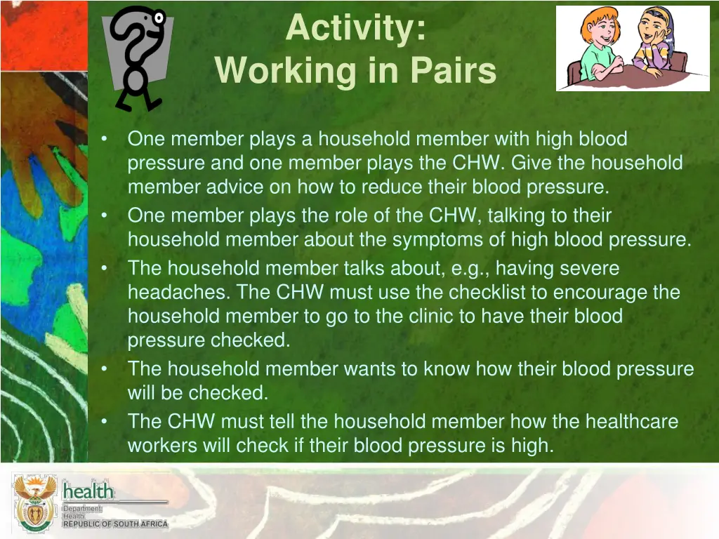 activity working in pairs