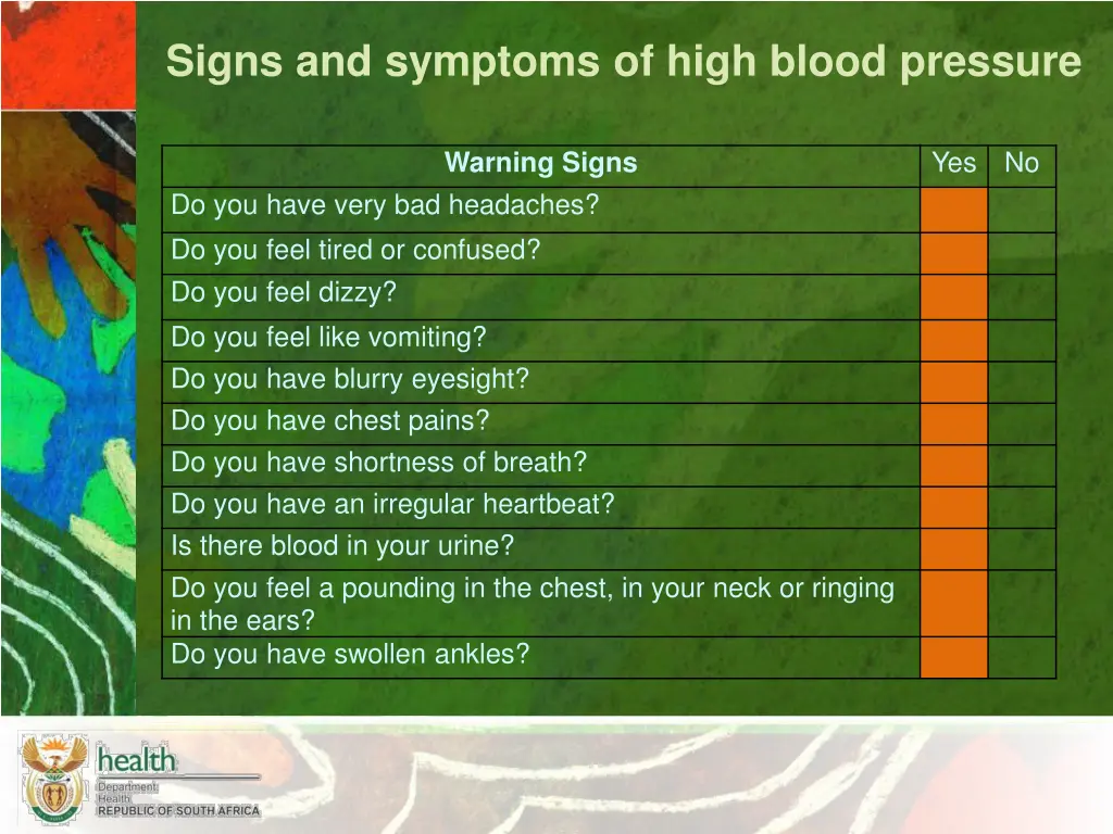 signs and symptoms of high blood pressure