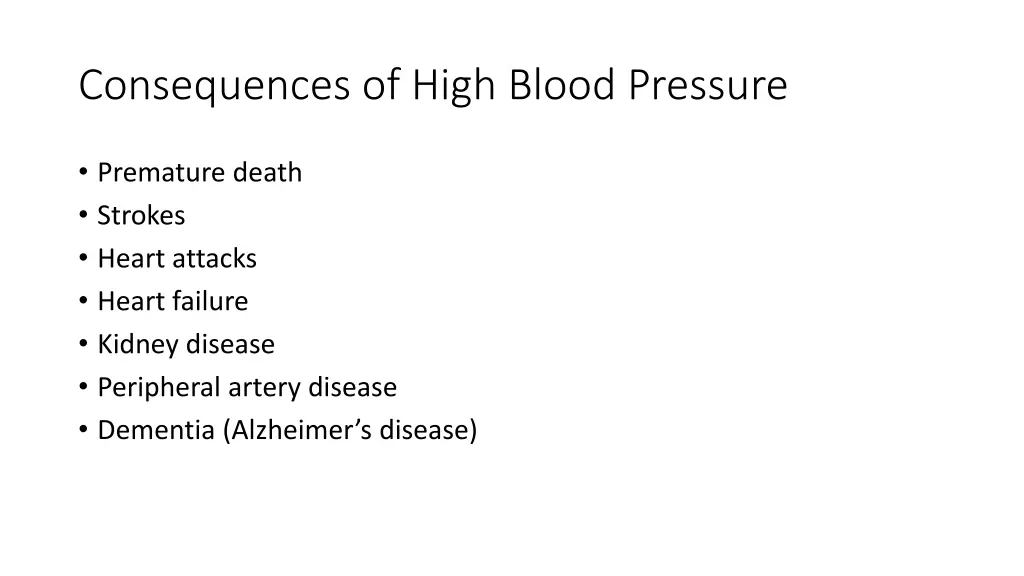 consequences of high blood pressure