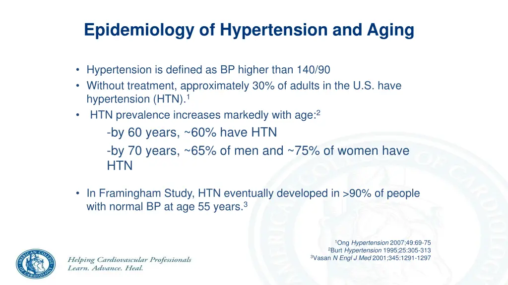 epidemiology of hypertension and aging