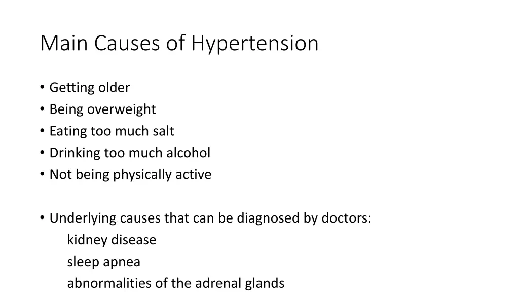 main causes of hypertension