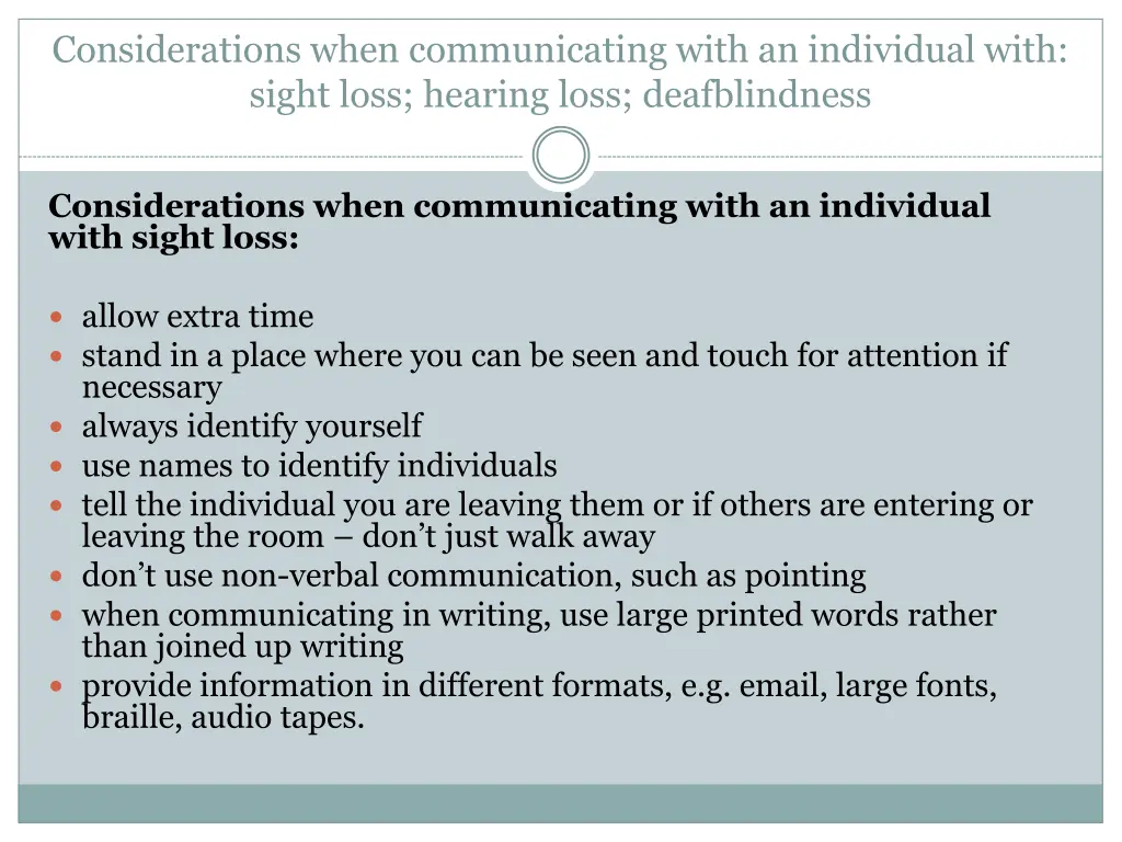 considerations when communicating with