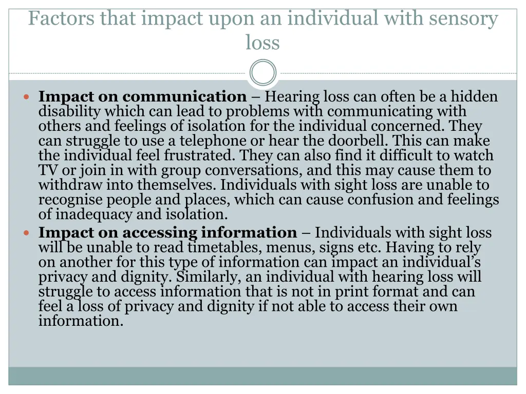 factors that impact upon an individual with