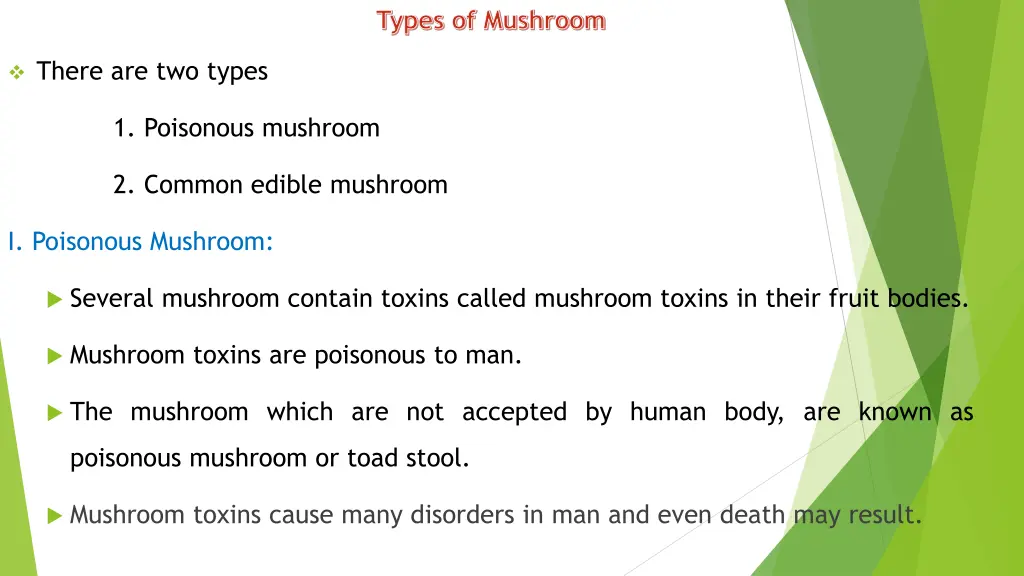 types of mushroom