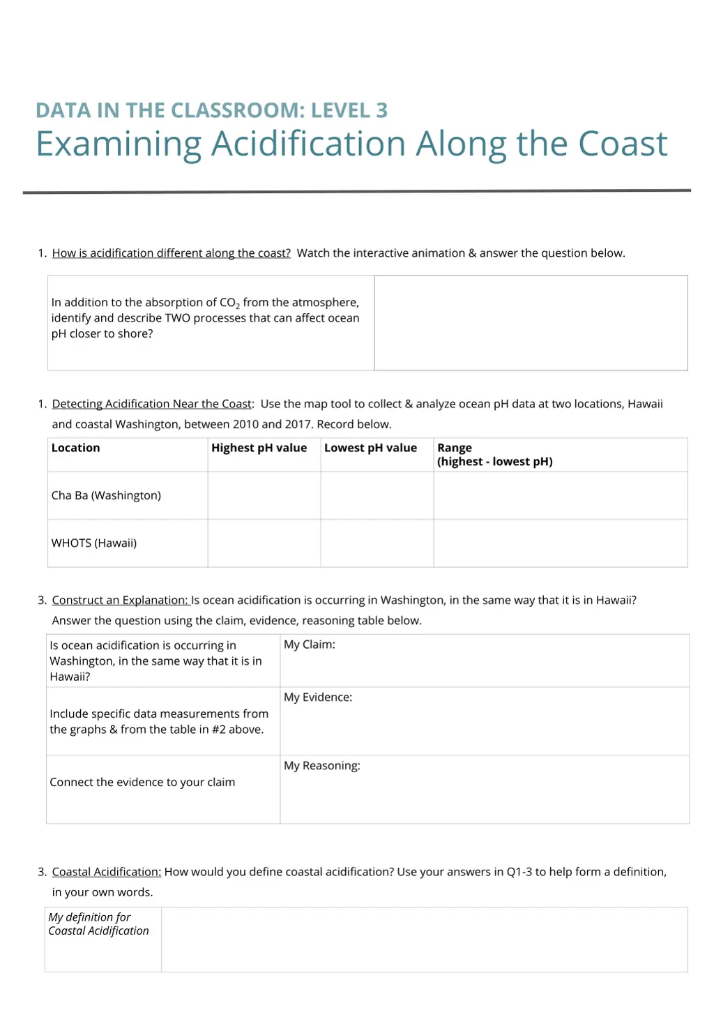 data in the classroom level 3 examining