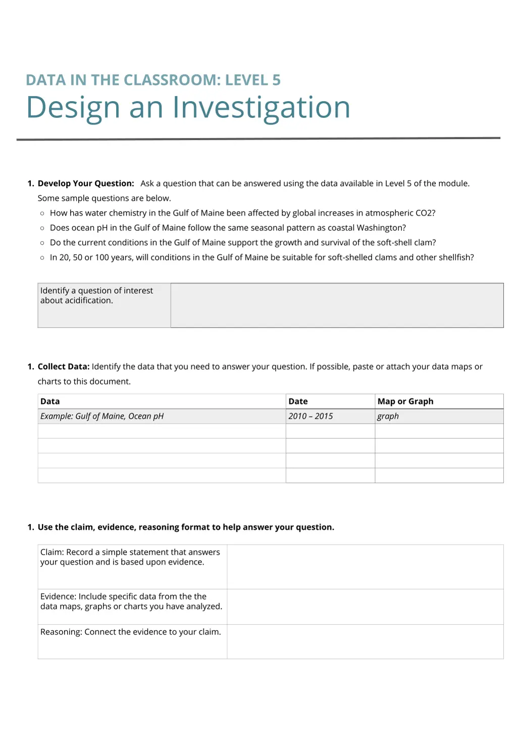 data in the classroom level 5 design