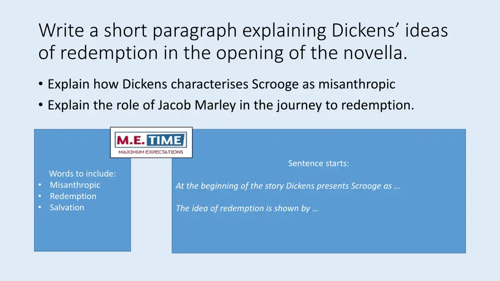 write a short paragraph explaining dickens ideas