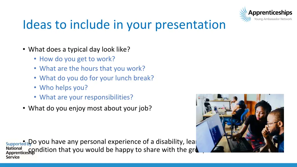 ideas to include in your presentation 1