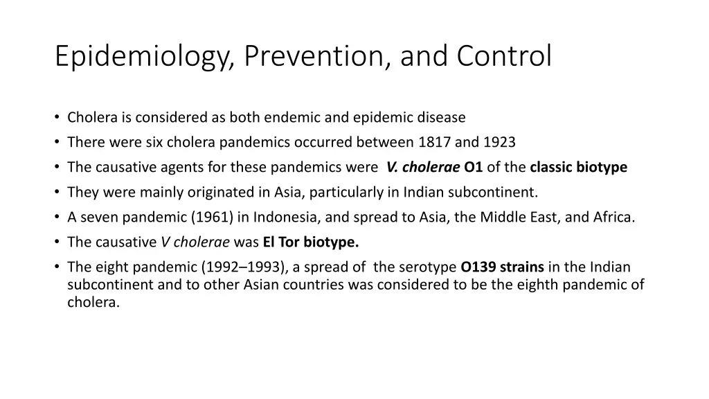 epidemiology prevention and control