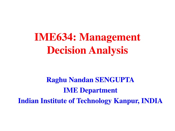 ime634 management decision analysis