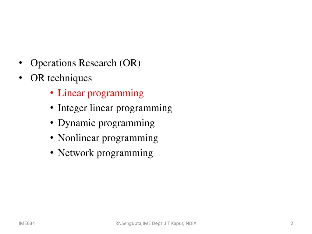 operations research or or techniques linear