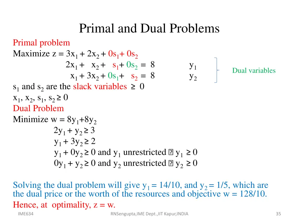 primal and dual problems 1