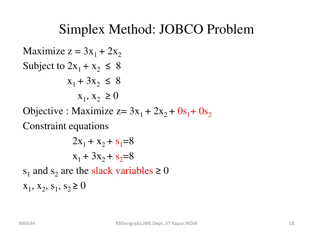 simplex method jobco problem