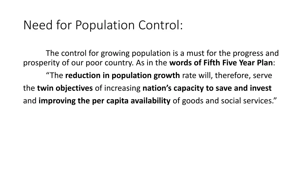 need for population control